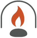 flame and stone logo mark