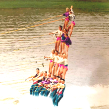 A double-top four tier water ski pyramid