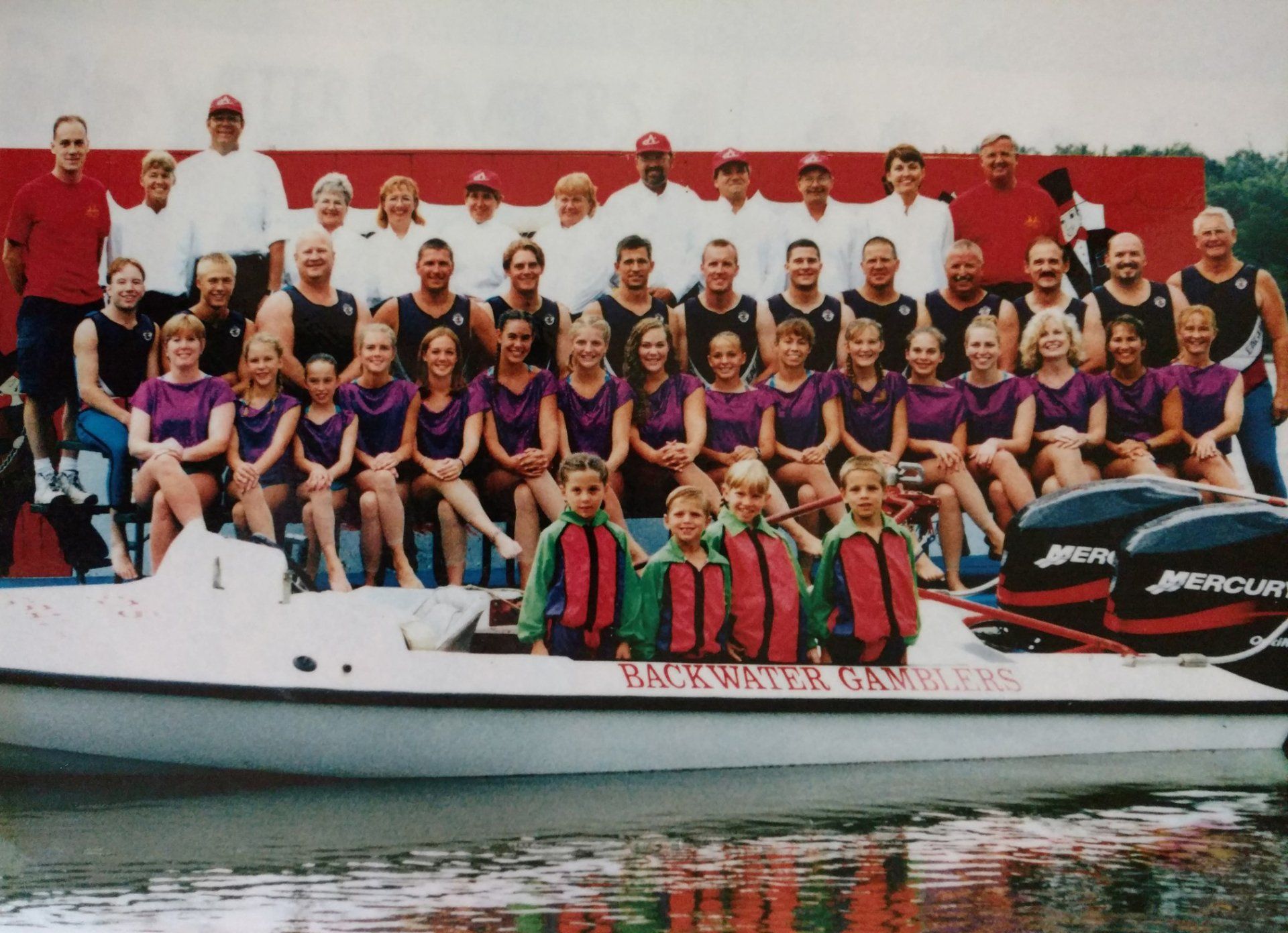 A group of people on a dock