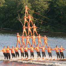 A five tier water ski pyramid