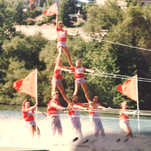 A three tier water ski pyramid