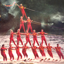 A four tier water ski pyramid