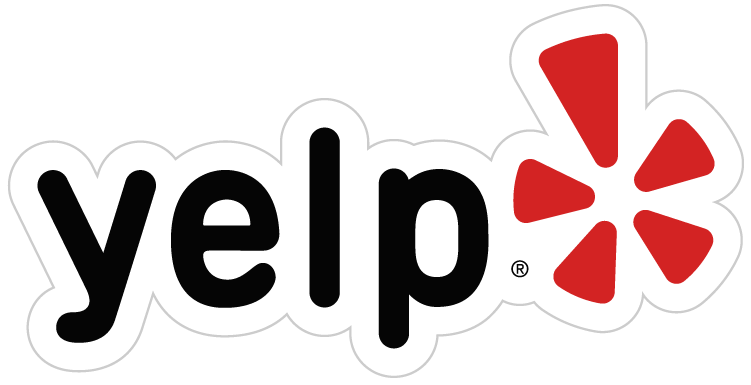 a yelp logo with a red star on it