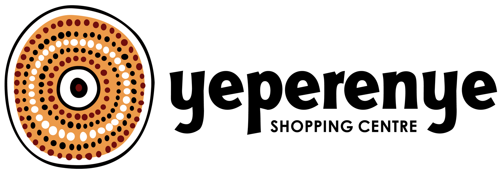 Logo for Yeperenye Shopping Centre featuring an Aboriginal dot painting within a circle, beside the name.