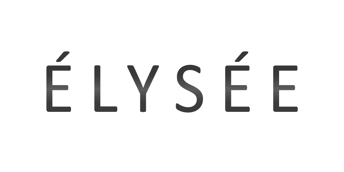 Stylized black text reading “ÉLYSÉE” on a light background