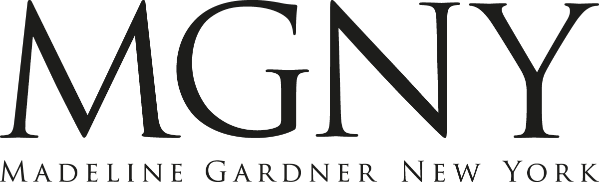 MGNY logo with stylized black letters and “Madeline Gardner New York” beneath it