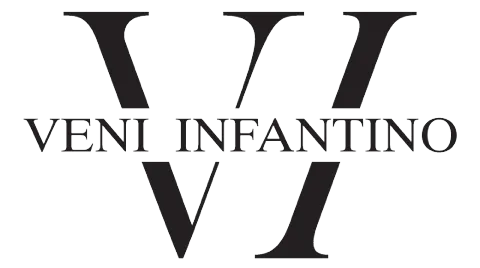 Veni Infantino fashion logo with black stylized letters on a white background