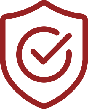 Red shield icon with a checkmark inside | Accurate Automotive Northglenn