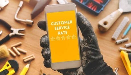 Burnaby Handyman Customer service picture of a phone rating app.