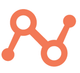 Orange network graph icon with connected nodes forming an upward trend line