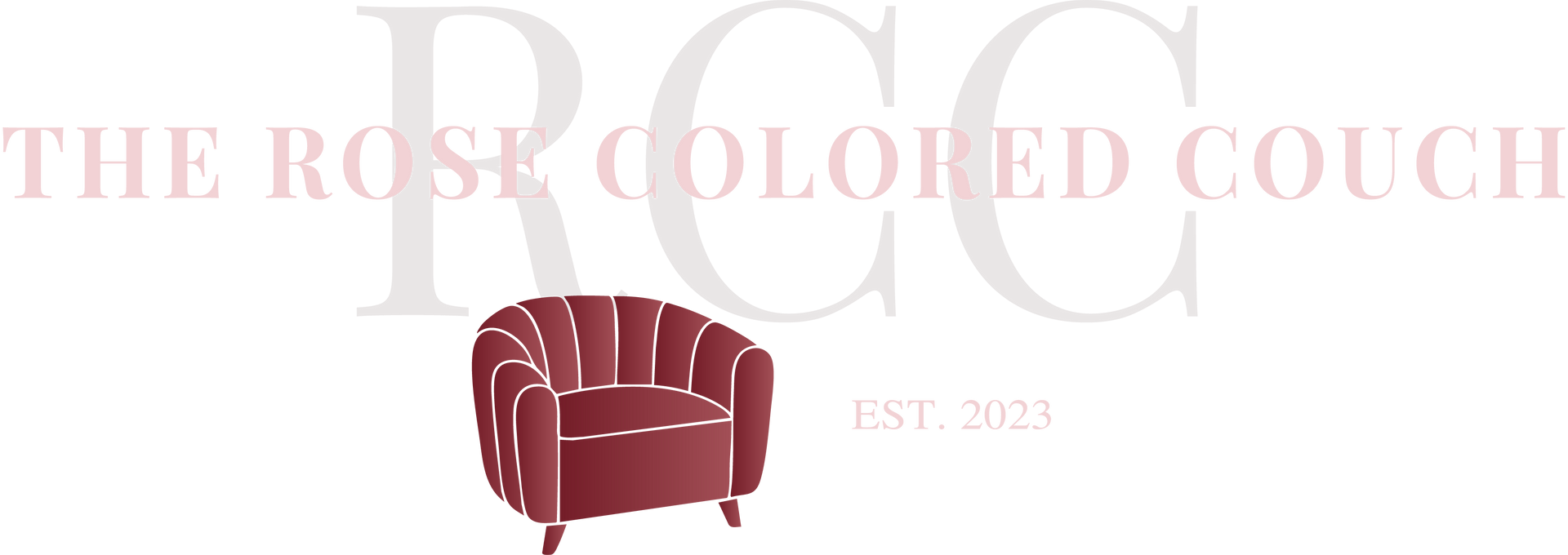 Logo: red chair, initials 