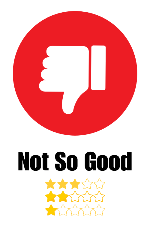 Red circle with white thumbs down and 
