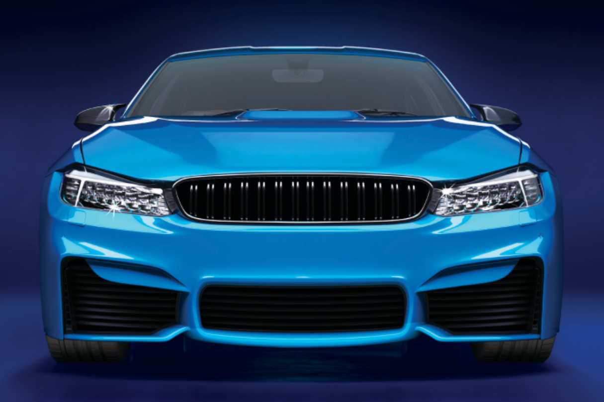 A slick blue car parked, protected with car ceramic coating in San Antonio.
