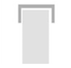 A gray, U-shaped outline icon framing a centered vertical rectangle.