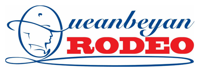 A logo for queen beyan rodeo with a picture of a man on it