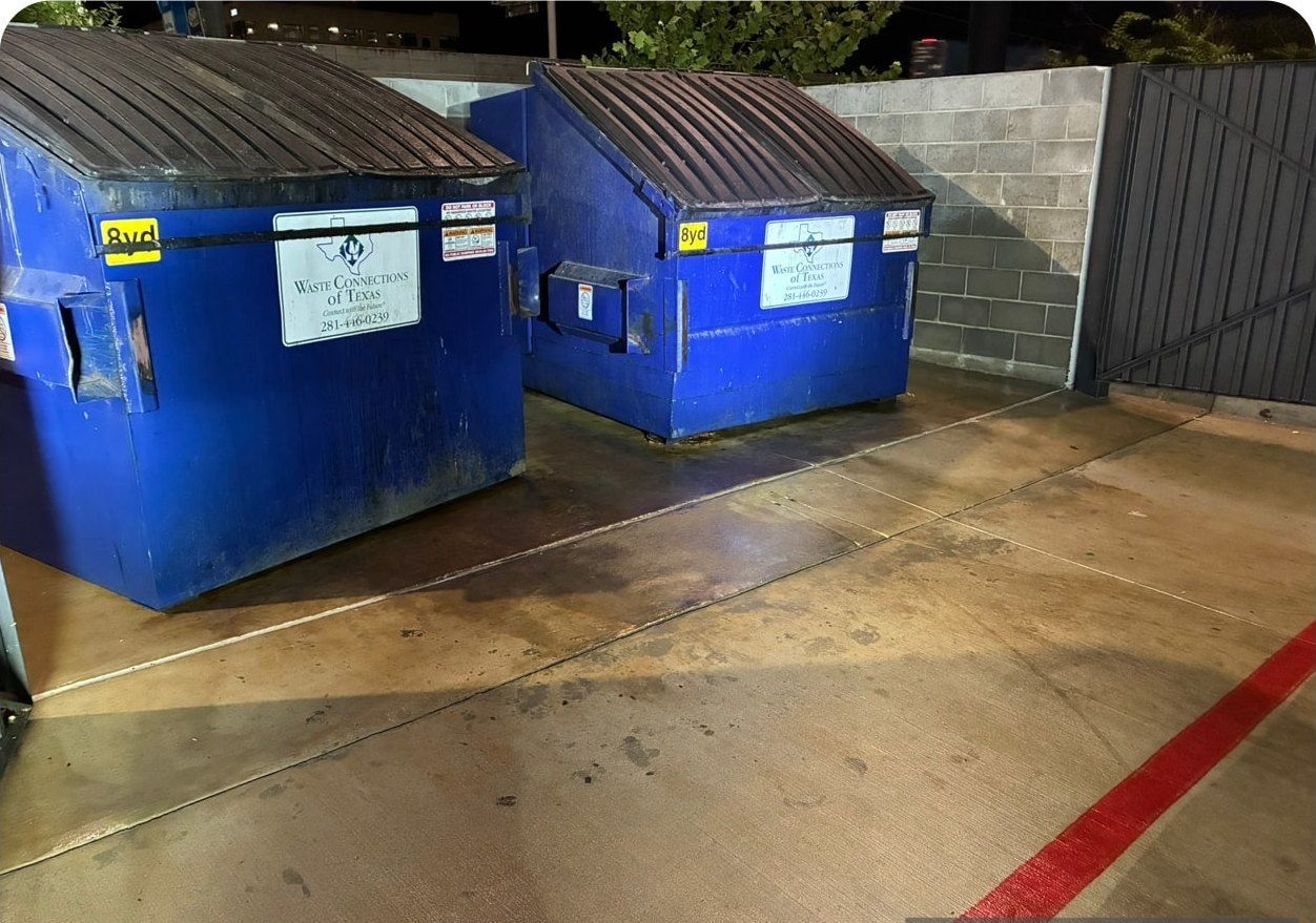 The same surface after commercial pressure washing by Elite Exterior Cleaning