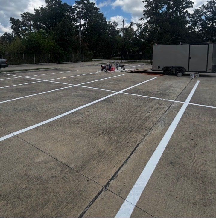 Parking Lot Restriping by Elite Exterior Cleaning in North Houston