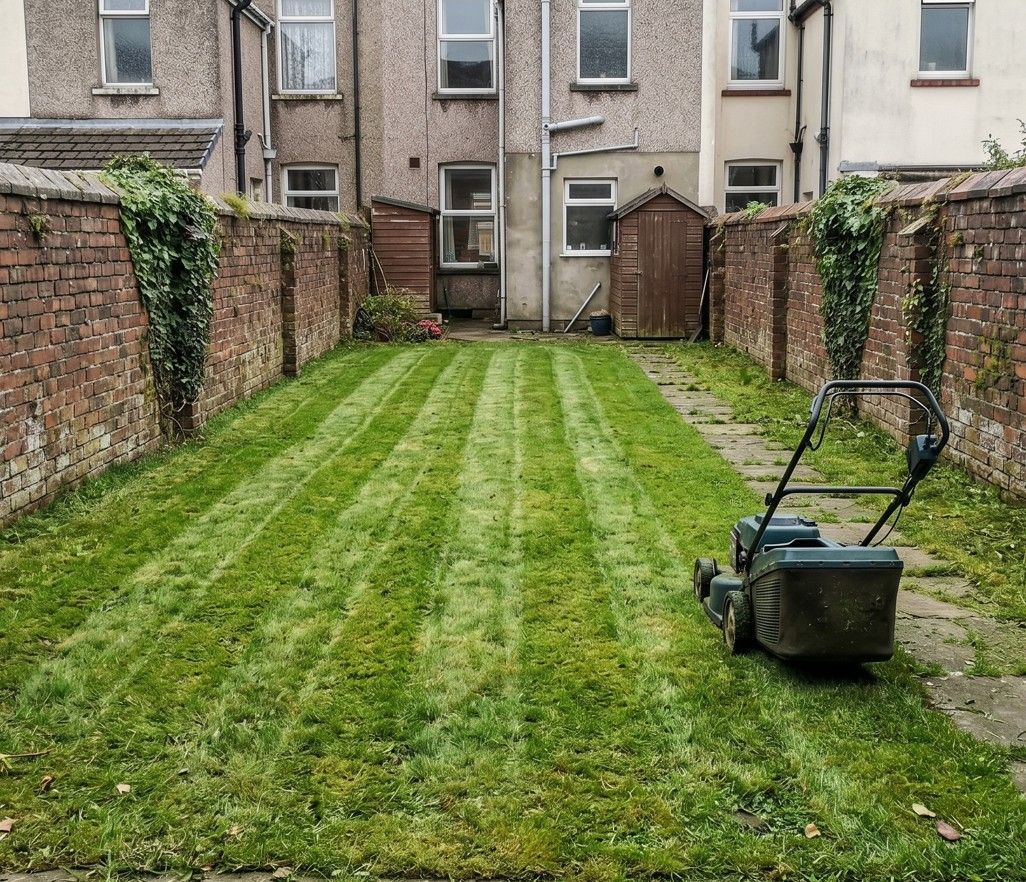 J&Z Property Maintenance carrying out a regular garden maintenance service at a Cardiff property