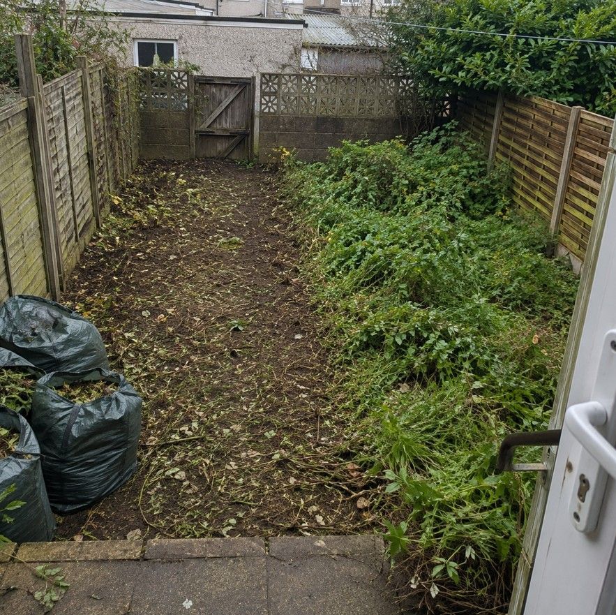 J&Z Property Maintenance carrying out a seasonal garden tidy at a Barry property