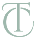 The letter t is in a circle on a white background.