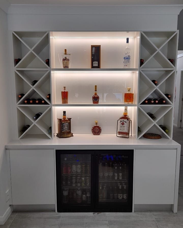 Open Shelving in a White Home Bar Cabinet | North Richmond, NSW | Pace Kitchens