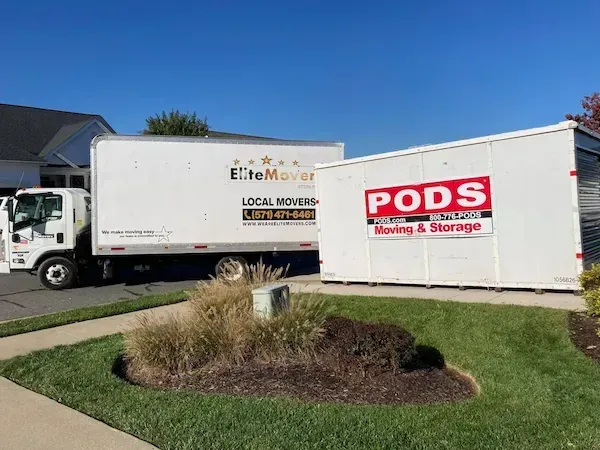 Elite Movers truck and moving container for loading and unloading services in Sterling, VA