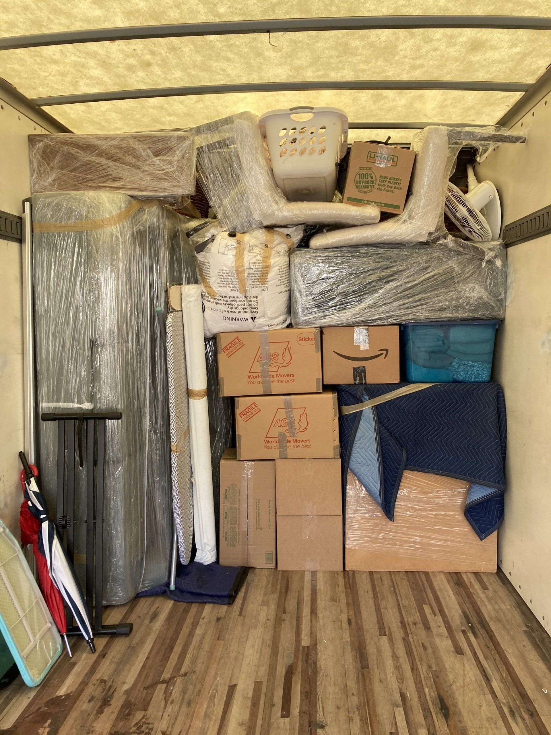 container is packed with items