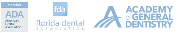 A florida dental association logo and an academy general dentistry logo
