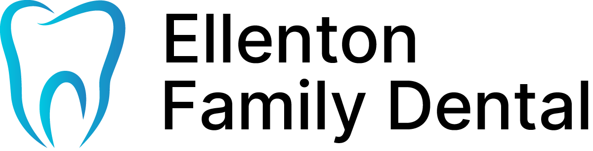 The logo for ellenton family dental shows a tooth and the words ellenton family dental.