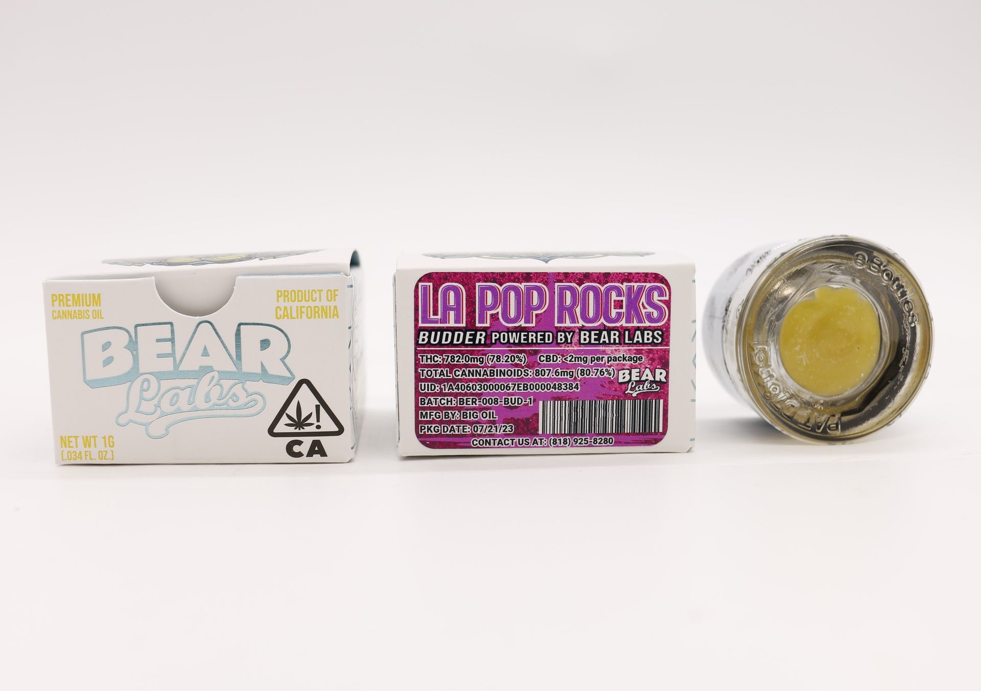 A box of bear labs next to a jar of LA Pop Rocks
