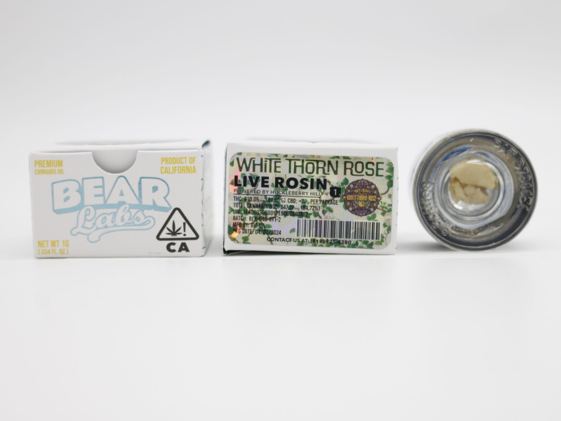 A box of bear labs next to a jar of Whitethorn Rose