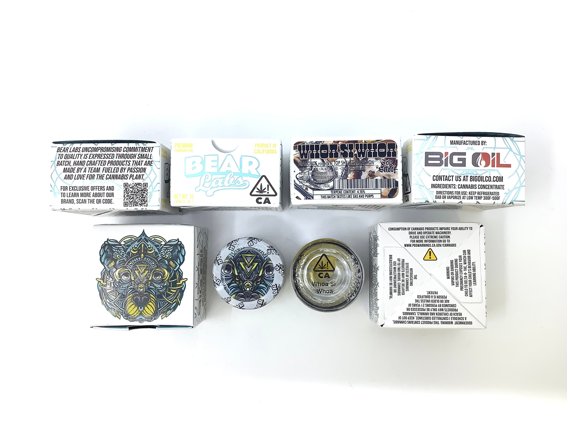 A box of bear labs next to a jar of Whoa Si Whoa