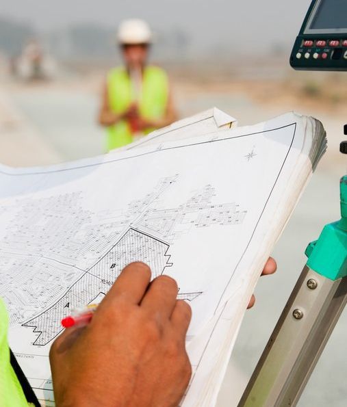 Man taking measurements on theodolite