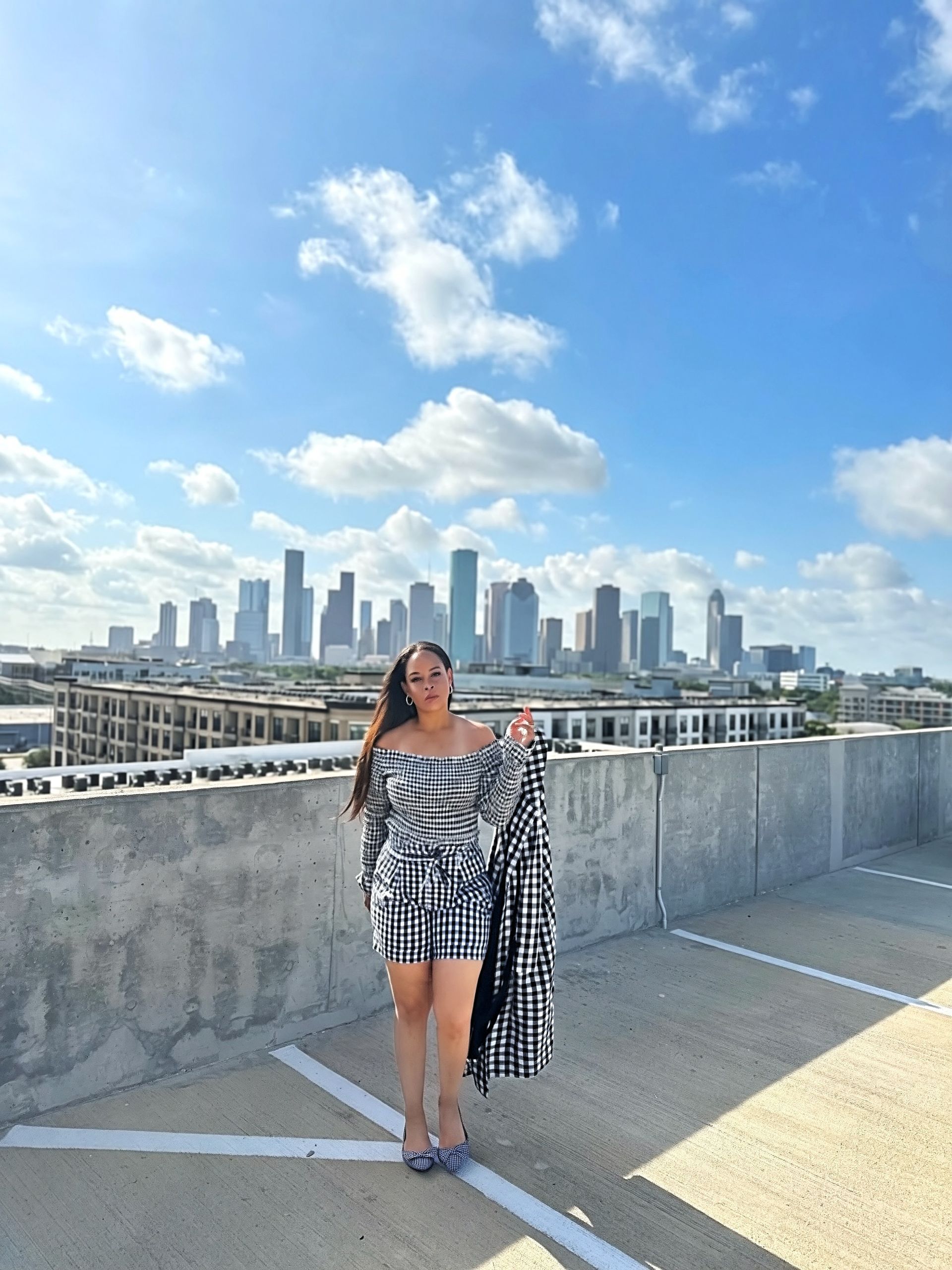Black and White Checks coordinated outfit — full-length styling view