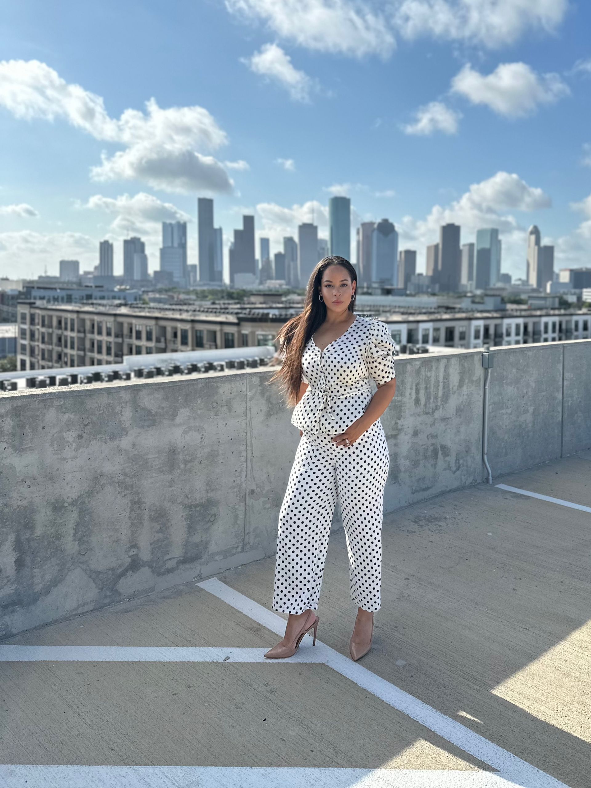 Polka Dots coordinated outfit — full-length styling view