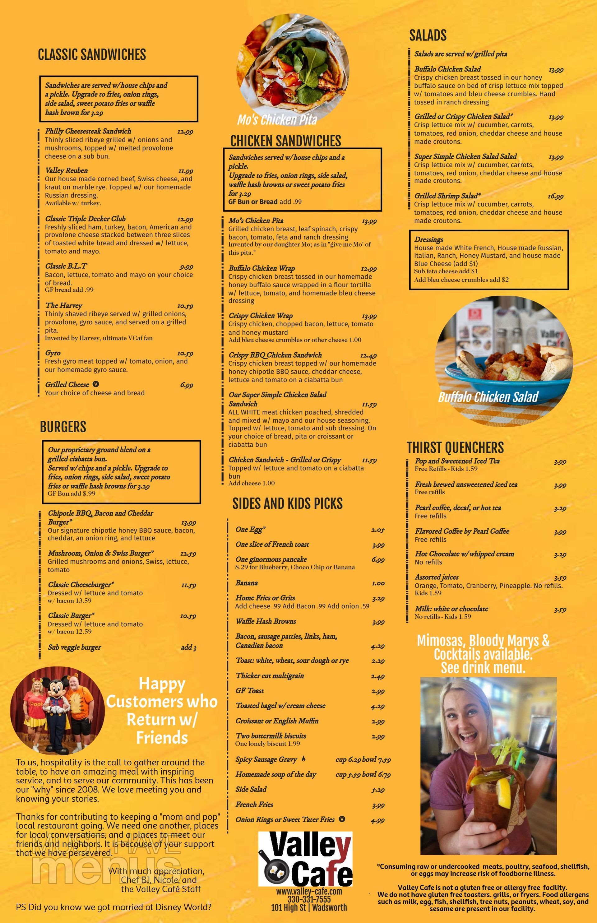 Valley Cafe Breakfast and Lunch Menu