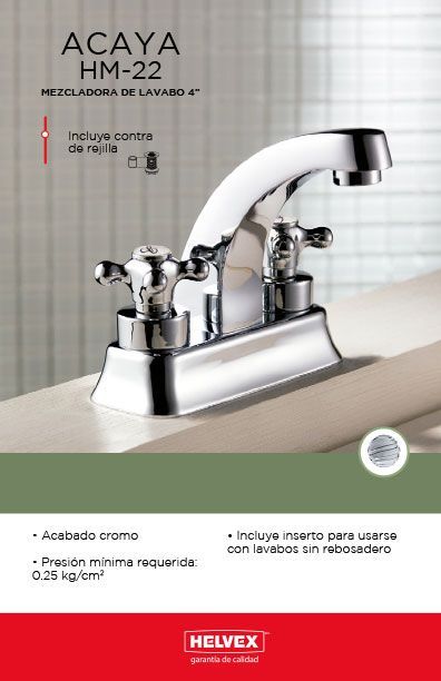 Acaya HM-22 mezcladora de lavabo 4”