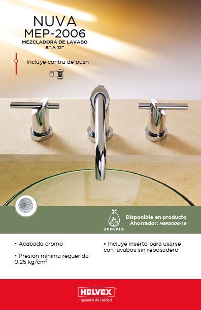 Nuva MEP-2006 mezcladora de lavabo 8” a 12”