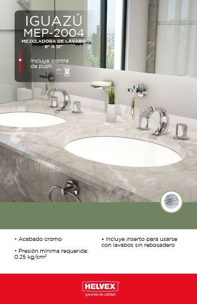 Iguazú MEP-2004 mezcladora de lavabo 8” a 12”