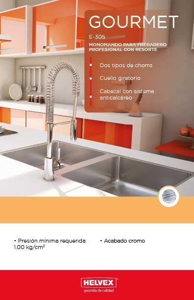 Gourmet E-305 monomando para fregadero profesional con resorte