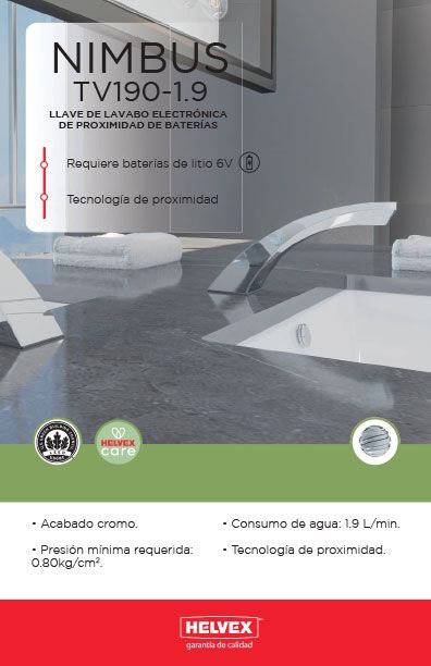 Nimbus TV190-1.9 llave de lavabo electrónica de proximidad de baterías
