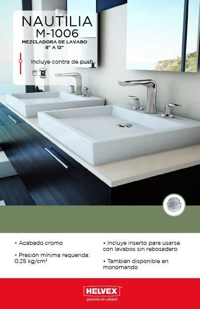 Nautilia M-1006 mezcladora de lavabo 8” a 12”