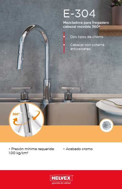 E-304 mezcladora para fregadero cabezal movible 360°