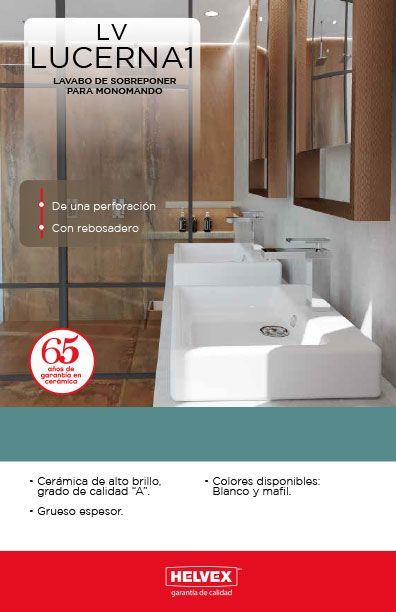 LV Lucerna1 lavabo de sobreponer para monomando