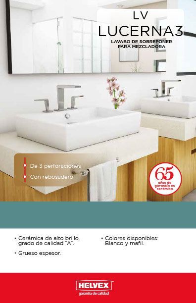 LV Lucerna3 lavabo de sobreponer para mezcladora
