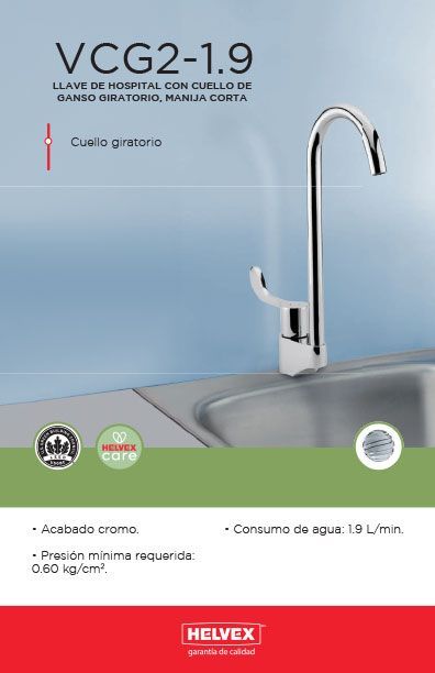 VCG2-1.9 llave de hospital con cuello de ganso giratorio, manija corta