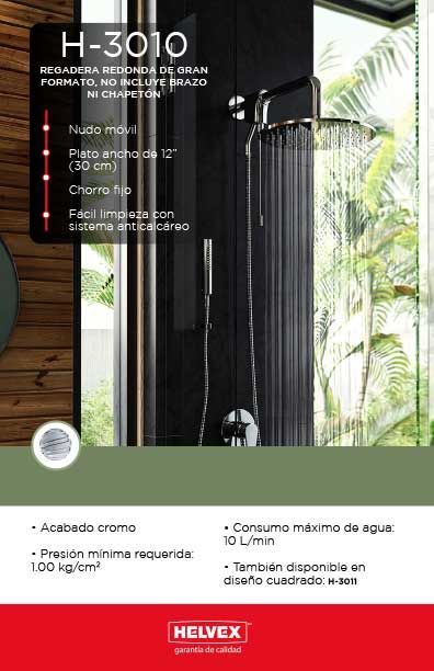 H-3010 regadera redonda de gran formato, no incluye brazo ni chapetón