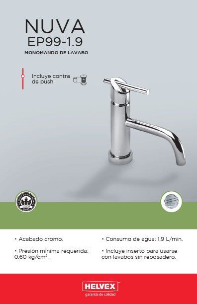 Nuva EP99-1.9 monomando de lavabo