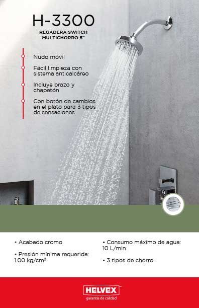 H-3300 regadera switch multichorro 5”