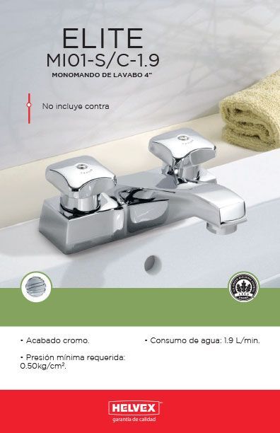 Elite MI01-S/C-1.9 monomando de lavabo 4”